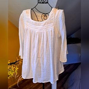 Square Neck Gauzy Poet Blouse with Bell Sleeve